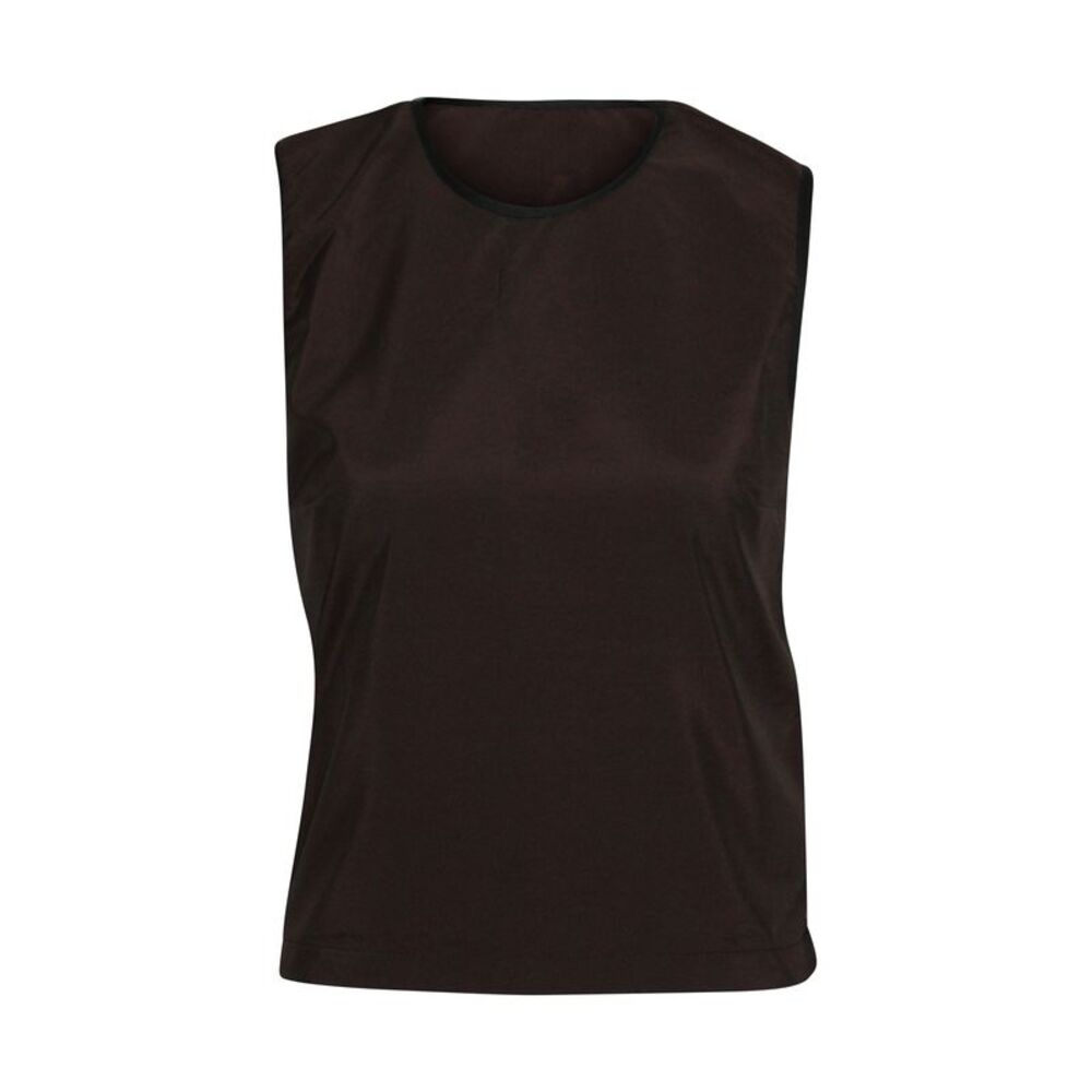 Prada Shoulder Snap Two-Tone Top in Brown/Black Nylon